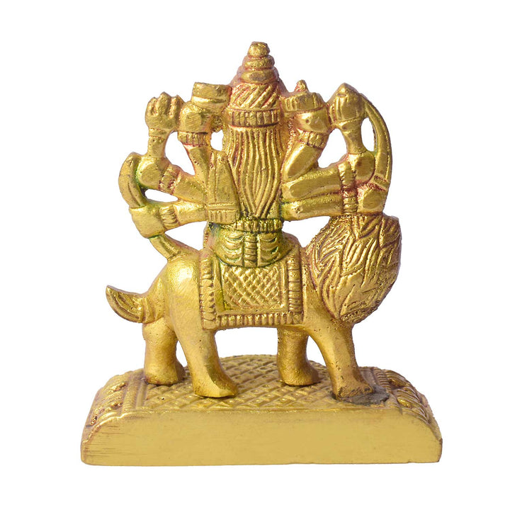 2.8-Inch Vibrant Colored Sherawali Mata Brass Idol – Divine Blessings for Home & Car