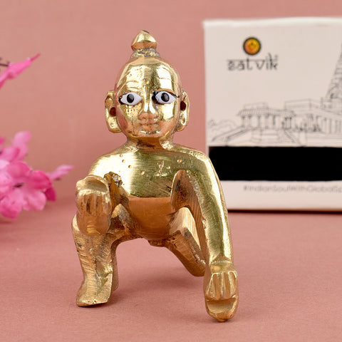Brass Laddu Gopal Idol (Size 1) Puja Store Online Pooja Items Online Puja Samagri Pooja Store near me www.satvikworld.com