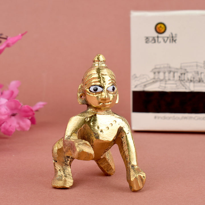 Brass Laddu Gopal Idol (Size 0) Puja Store Online Pooja Items Online Puja Samagri Pooja Store near me www.satvikworld.com