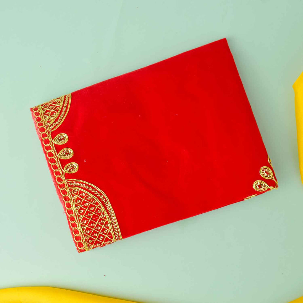 Designer Border Velvet Aasan 16x24 Inch Pack of 4 with Golden Lace Border. India’s Largest Pooja Accessories Brand - www.satvikworld.com