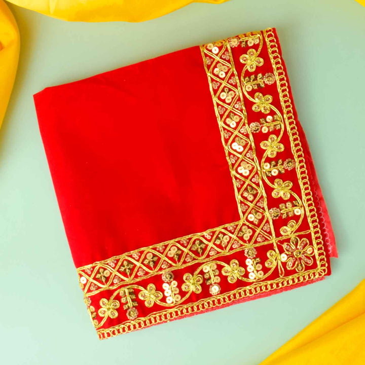 Swastik Design Velvet Aasan 16x24 Inch Pack of 4 with Golden Lace Border. India’s Largest Pooja Accessories Brand - www.satvikworld.com