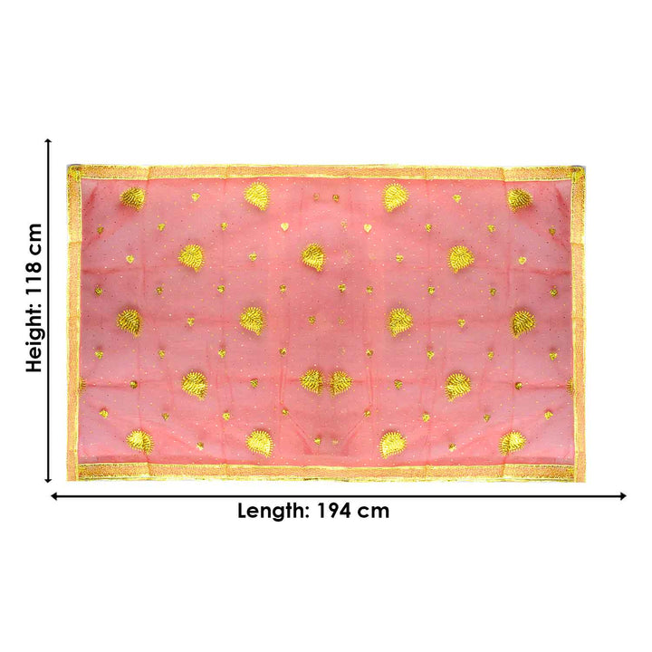 Bring divine grace to your prayers with this beautiful Pink and Gold Chunri, measuring 194 cm (76 inches) in length and 118 cm (46 inches) in height. Adorned with golden motifs and intricate detailing, this premium prayer cloth is perfect for Devi pooja, mandir decor, or festive rituals. Ideal for use during Navratri, Diwali, Karva Chauth, and other Indian celebrations, it adds a touch of elegance and reverence to your spiritual space.

Shop now on Amazon USA or visit Satvik World 