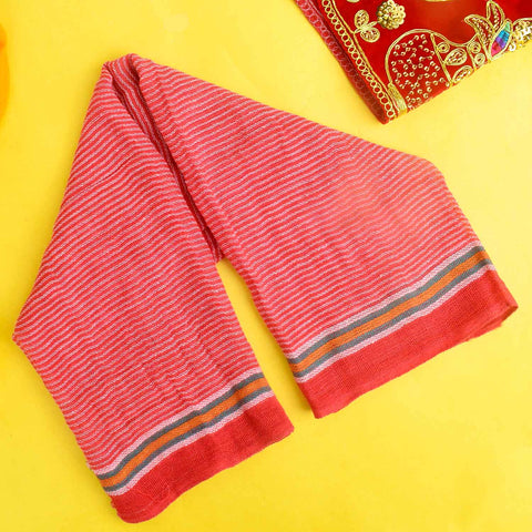 Divine Drapery: Red Cotton Gamcha for Worship
