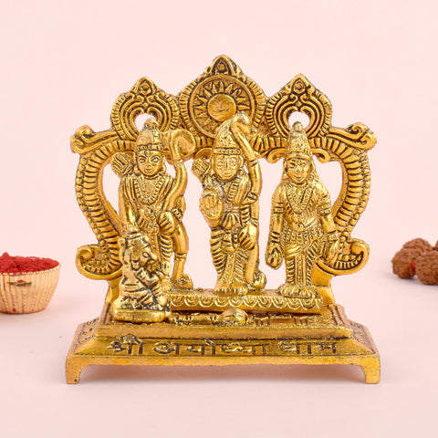 Divine Metal Ram Darbar Idol for Home Temple Worship Featuring Lord Ram, Sita, Lakshman and Hanuman for Spiritual Decor and Blessings. India’s Largest Pooja Accessories Brand – www.satvikworld.com
