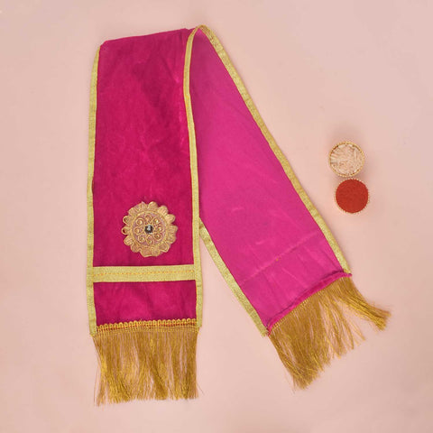 Divine Pink Patka/Duppata/Angvastra – Available in 15, 22, and 33 inches, soft pink devotional cloth perfect for temple rituals, puja ceremonies, and spiritual wear. India’s Largest Pooja Accessories Brand – www.satvikworld.com