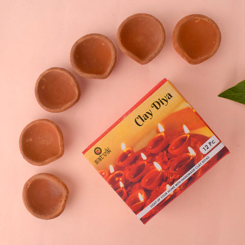  Earthen Clay Diya 12 Pc Set | India’s Largest Pooja Accessories Brand – www.satvikworld.com