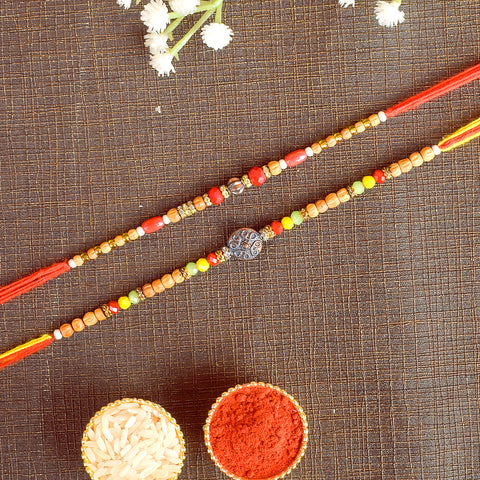 Set of 2 Traditional Rakhis for Brothers with Roli Chawal and Ram Sita Stickers – Raksha Bandhan Gift Pack. India’s Largest Pooja Accessories Brand - www.satvikworld.com