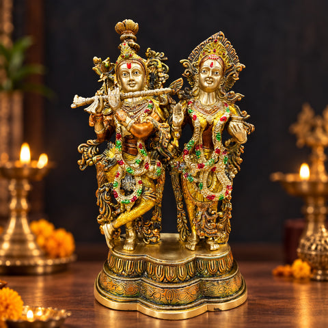 16.5 Inches Gorgeous Radha Krishna Brass Idol