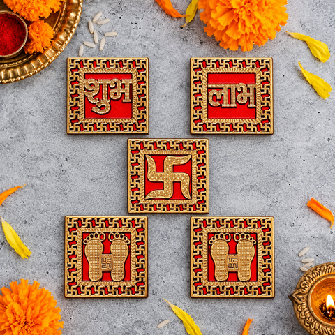 Red & Golden Bordered Shubh Labh | India’s Largest Pooja Accessories Brand – www.satvikworld.com