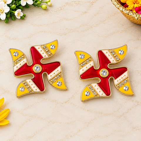 Diwali Sparkle Swastik Vibrant Stickers s Set of 2