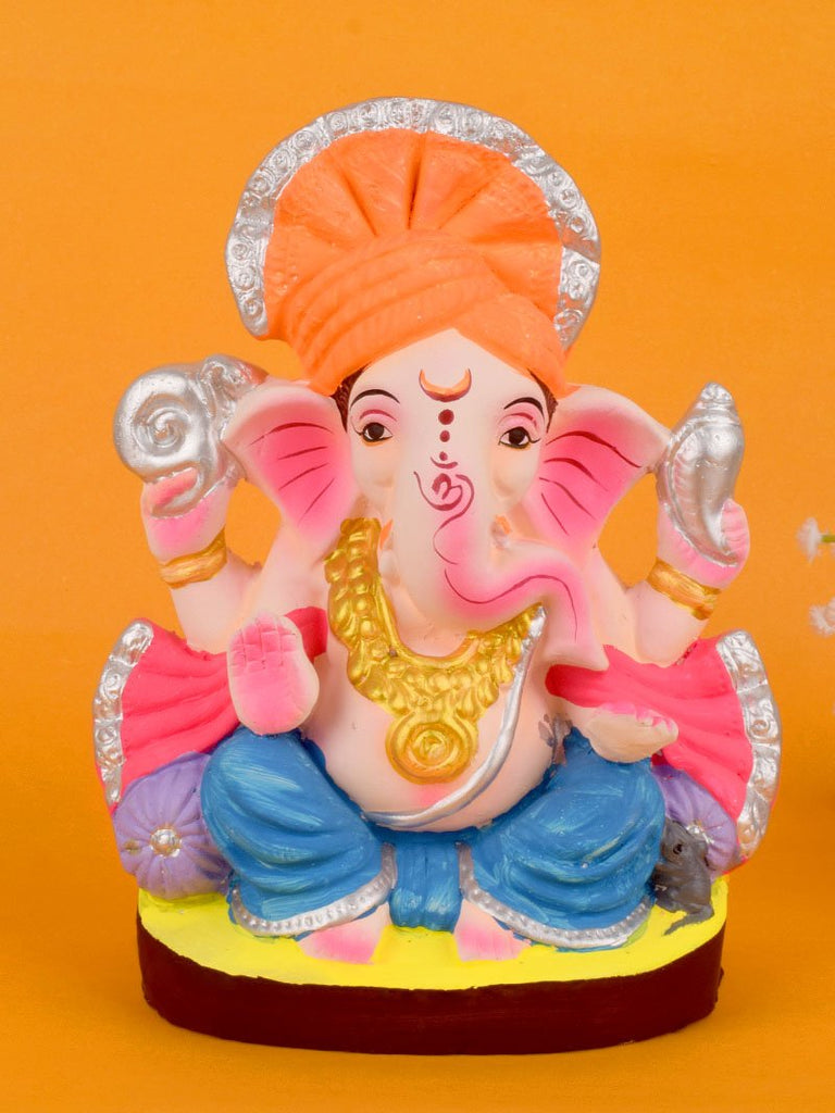 8 Inch Gauriputra Eco-Friendly Ganesha Idol in Padmasana Pose made of Shadu Mati clay India’s Largest Pooja Accessories Brand – www.satvikworld.com