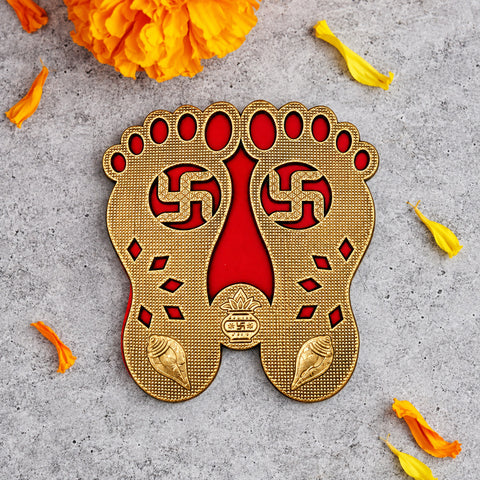 Gold & Red Charan Paduka | India’s Largest Pooja Accessories Brand – www.satvikworld.com