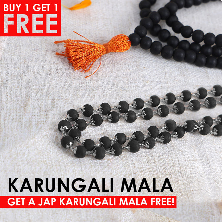Government-certified Karungali mala with silver capping, designed for spiritual protection, energy enhancement, and meditation practices.India’s Premium Jap Mala Store - www.satvikworld.com. 