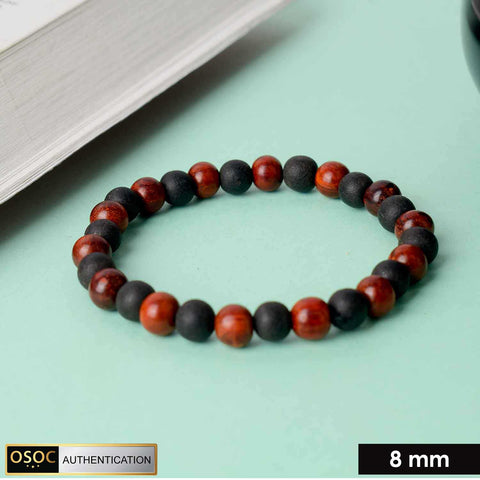 Government certified 8mm red sandalwood and Karungali bracelet, crafted for spiritual protection, balance, and positive energy. India’s Premium Jap Mala Store - www.satvikworld.com