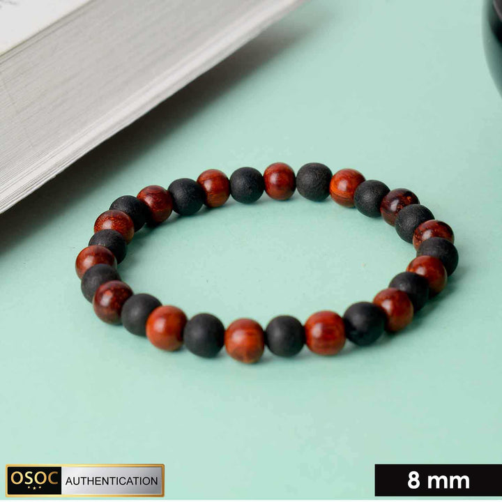 Government certified 8mm red sandalwood and Karungali bracelet, crafted for spiritual protection, balance, and positive energy. India’s Premium Jap Mala Store - www.satvikworld.com