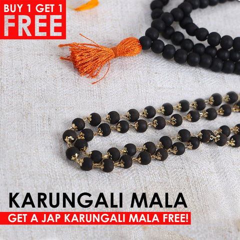 Govt. Certified Karungali Ebony Mala with Golden Brass Cap for Spiritual and Meditation Use. India’s Premium Jap Mala Store - www.satvikworld.com