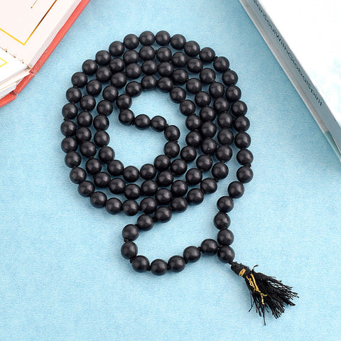 Hakik Jap Mala (Black Tourmaline) – A Protective & Grounding Mala for Energy Shielding, Stability, and Spiritual Growth. India’s Premium Hakik Jap Mala Store - www.satvikworld.com
