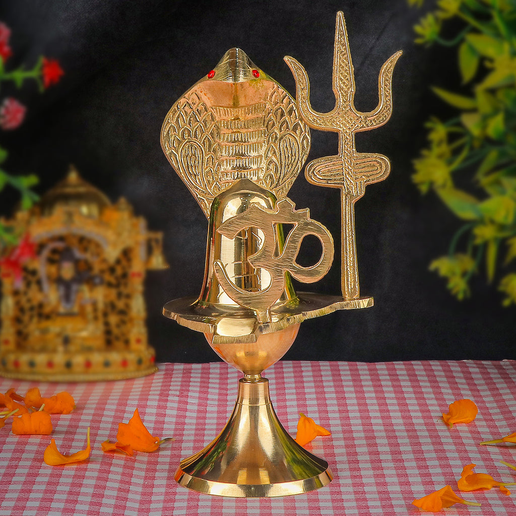 Charming Pure Brass Shivling (6.3 Inch) Puja Store Online Pooja Items Online Puja Samagri Pooja Store near me www.satvikworld.com