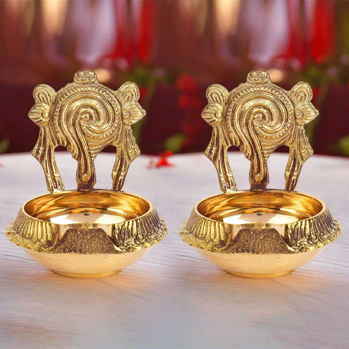Kuber Shankh Chakra Brass Diya | India’s Largest Pooja Accessories Brand – www.satvikworld.com
