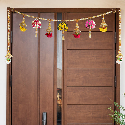 Traditional Lotus Toran with Side Latkans (Color-Assorted)