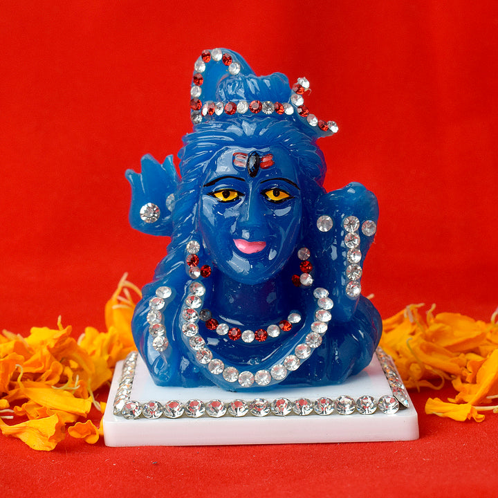 Marble Shiv Neelkanth Idol, representing Lord Shiva in his divine Neelkanth form, ideal for pooja and spiritual decor. India’s Largest Pooja Accessories Brand – www.satvikworld.com