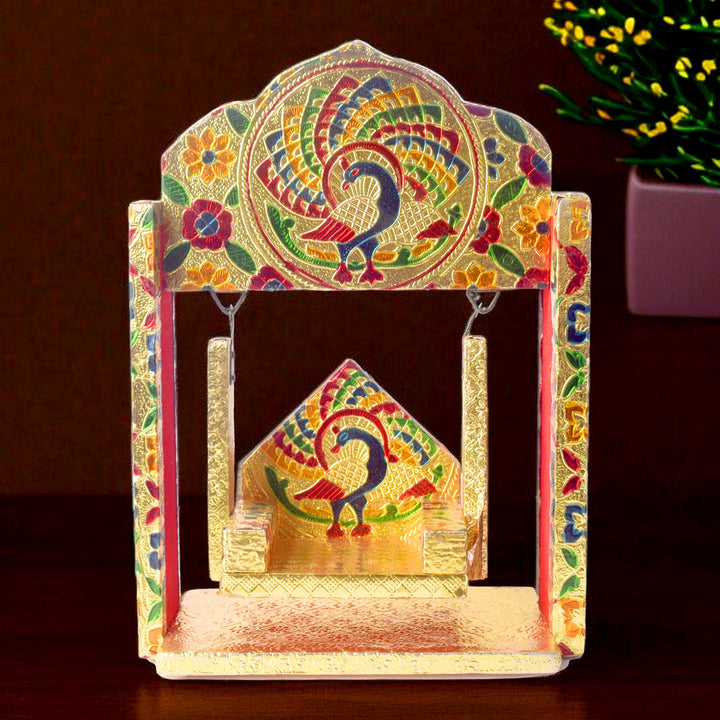 Meenakari Peacock Jhula for Laddu Gopal | India’s Largest Pooja Accessories Brand – www.satvikworld.com
