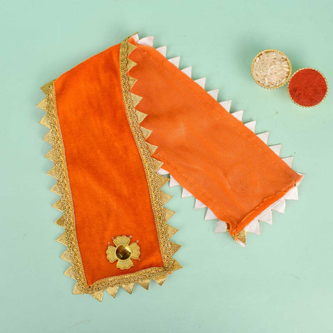 Orange Spiritual Angvastra/Patka/Duppata – 15-inch vibrant orange devotional cloth ideal for temple rituals, puja, and spiritual ceremonies. India’s Largest Pooja Accessories Brand – www.satvikworld.com
