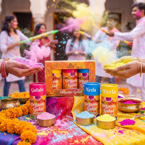 Satvik Organic Gulal Set of 3 in Cylinder Box Packaging