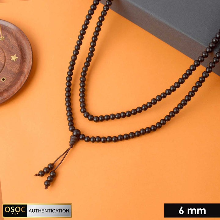 100% original and government-certified 6mm Karungali mala with Sumeru bead, designed for meditation, protection, and spiritual practices.India’s Premium Jap Mala Store - www.satvikworld.com