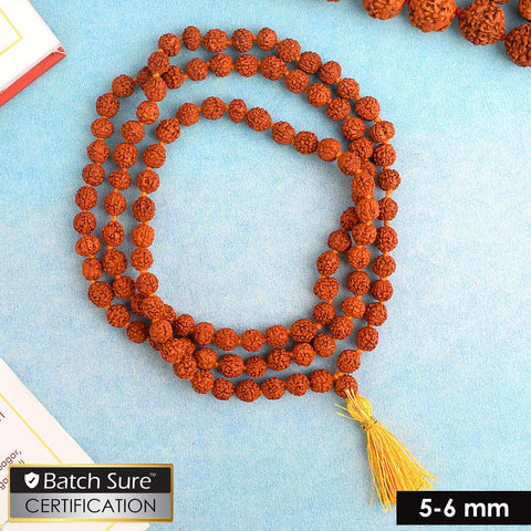 Panchmukhi Rudraksha Jaap Mala with 5mm five-faced beads, ideal for daily chanting, meditation, and spiritual practices. India’s Premium Jap Mala Store - www.satvikworld.com