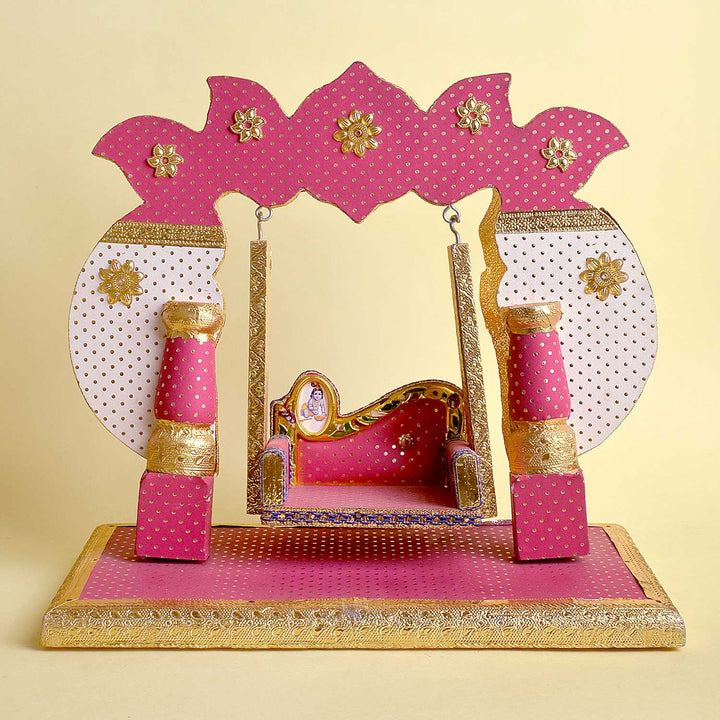 Pastel Pink & White Jhula for Laddu Gopal | India’s Largest Pooja Accessories Brand – www.satvikworld.com
