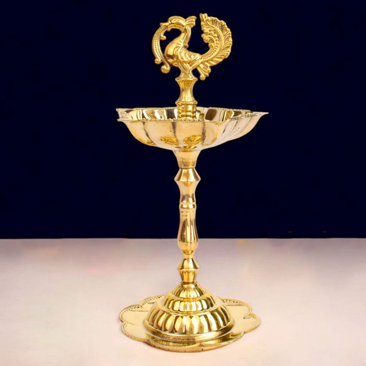 Peacock Kerala Flower Stand Brass Diya | India’s Largest Pooja Accessories Brand – www.satvikworld.com
