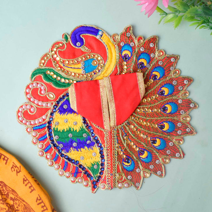 eacock Elegance Laddu Gopal Dress (Peacock & Mor Pankh Embroidery) – India’s Largest Pooja Accessories Brand – www.satvikworld.com