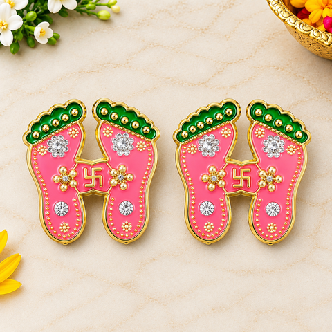 Diwali Brilliance Pink Charan Paduka  Stickers Set of 2