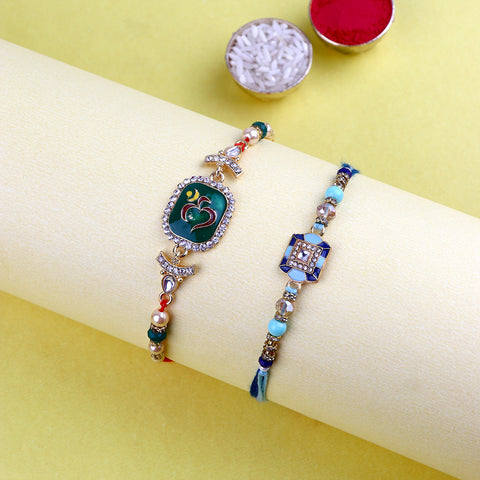 Set of 2 Traditional Rakhis for Brothers with Roli Chawal and Ram Sita Stickers – Raksha Bandhan Gift Pack. India’s Largest Pooja Accessories Brand - www.satvikworld.com