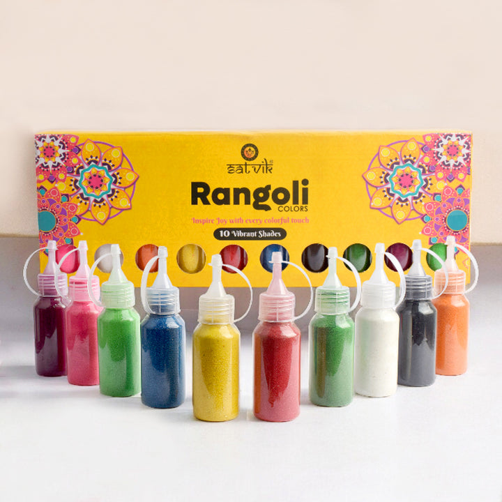 Rangoli Colors (10 Pc Bottle Pack) | India’s Largest Pooja Accessories Brand – www.satvikworld.com
