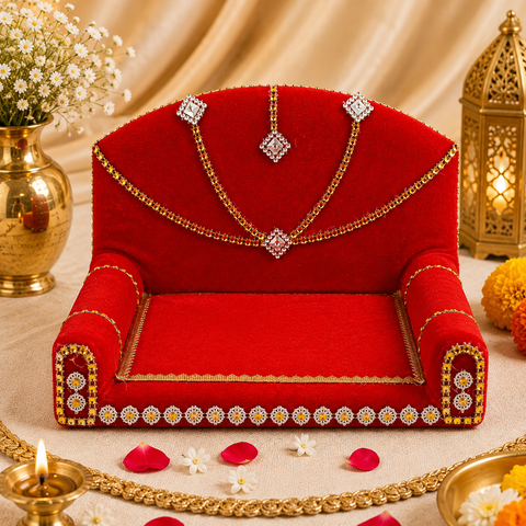 Laddu Gopal's Velvet Charisma: A Sacred Singhasan Large