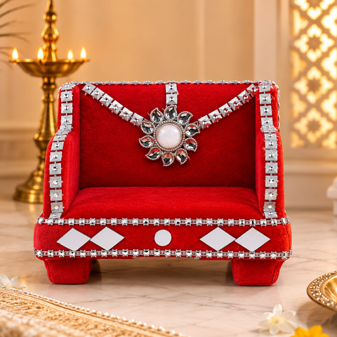 Royal Handcrafted Velvet Singhasan for Laddu Gopal - Small