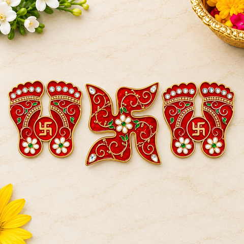Red Charan Paduka and Swastik | India’s Largest Pooja Accessories Brand – www.satvikworld.com
