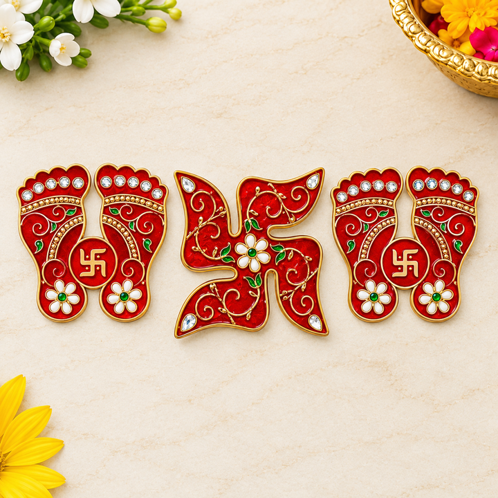Red Charan Paduka and Swastik | India’s Largest Pooja Accessories Brand – www.satvikworld.com