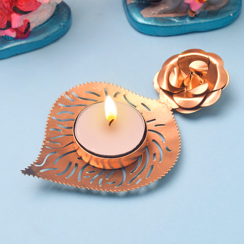 Rose Leaf Metal Tea Light Holder | India’s Largest Pooja Accessories Brand – www.satvikworld.com

