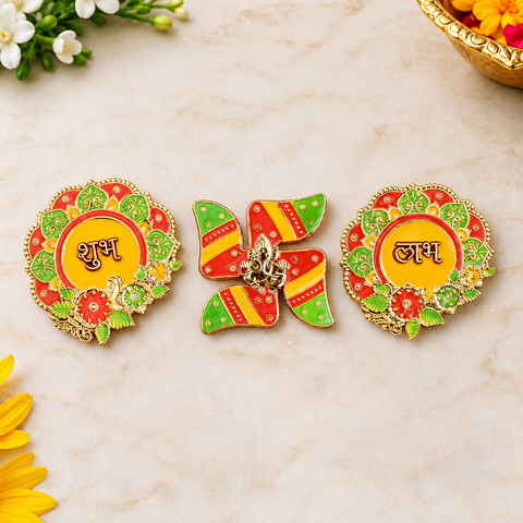 Shubh Labh and Swastik Stickers Set of 3 | India’s Largest Pooja Accessories Brand – www.satvikworld.com