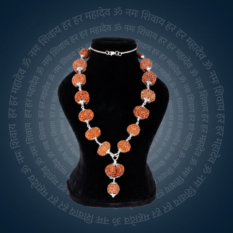 Siddha Mala with 1 Mukhi Underdeveloped Nepal collector grade silver chain Rudraksha mala. India’s Premium Rudraksha Jap Mala Brand - www.satvikworld.com
