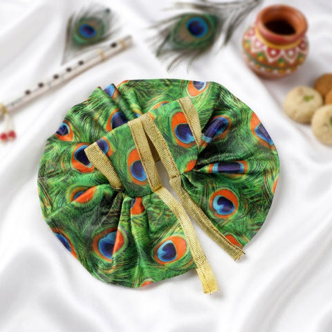 Silky Peacock Printed Laddu Gopal Dress | India’s Largest Pooja Accessories Brand – www.satvikworld.com