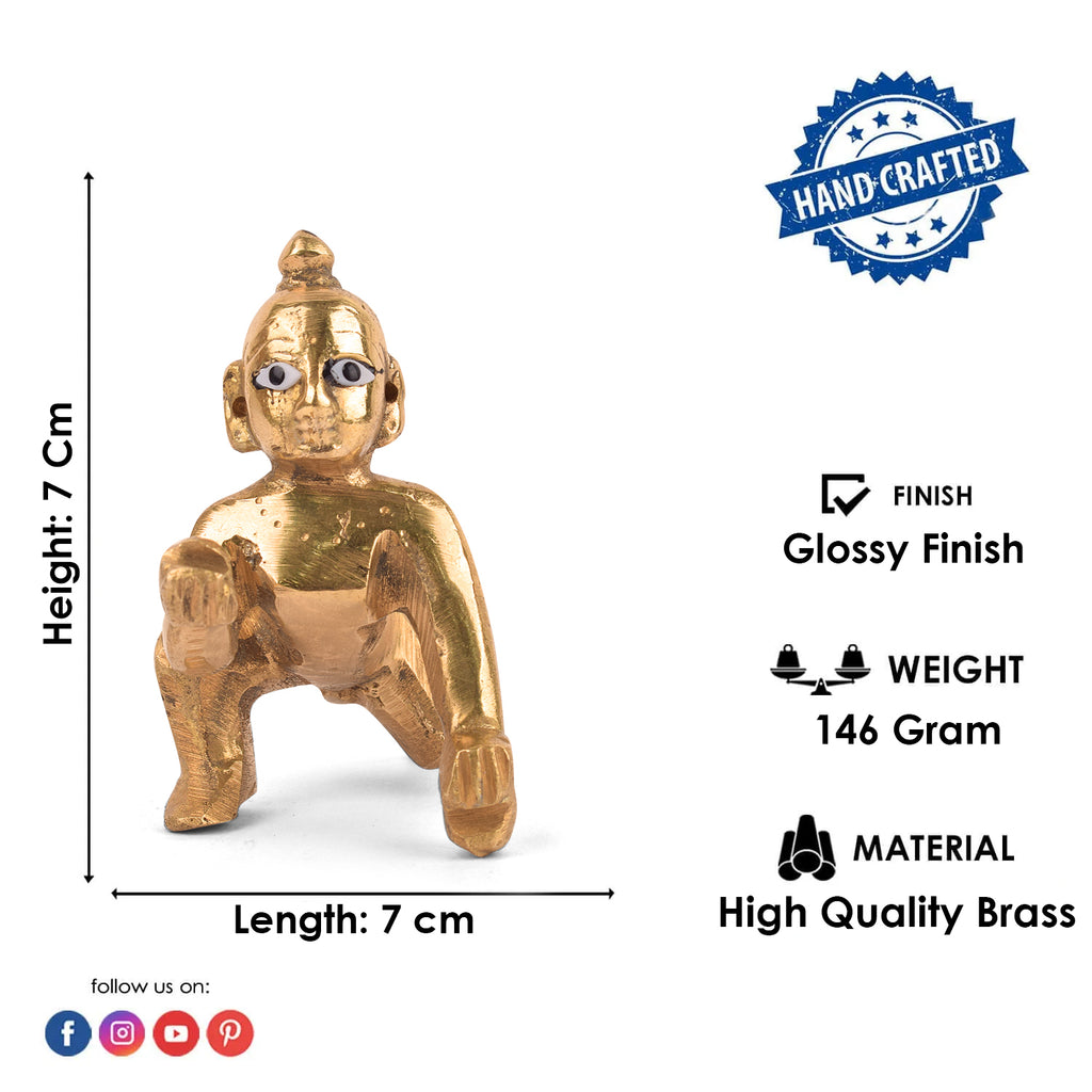 Brass Laddu Gopal Idol (Size 1) Puja Store Online Pooja Items Online Puja Samagri Pooja Store near me www.satvikworld.com