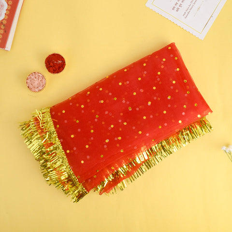 Small Red Dotted Mata Chunni 42x18 Inch for Puja Decoration – India’s Largest Pooja Accessories Brand – www.satvikworld.com