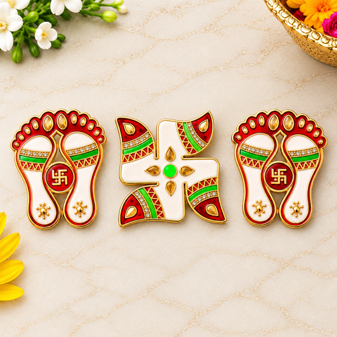 Swastik and Charan Paduka Stickers set | India’s Largest Pooja Accessories Brand – www.satvikworld.com