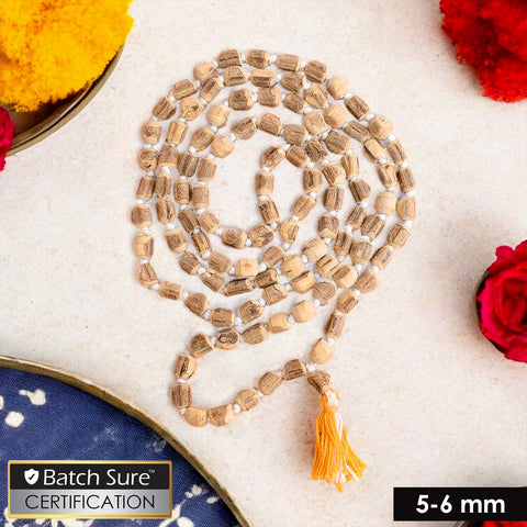 100% Original Tulsi Kanthi Jaap Mala with 5-6mm beads – authentic wooden prayer necklace used for chanting and meditation. India’s Premium Jap Mala Store - www.satvikworld.com