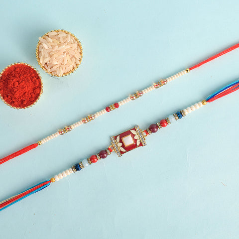 Set of 2 Traditional Rakhis for Brothers with Roli Chawal and Ram Sita Stickers – Raksha Bandhan Gift Pack. India’s Largest Pooja Accessories Brand - www.satvikworld.com