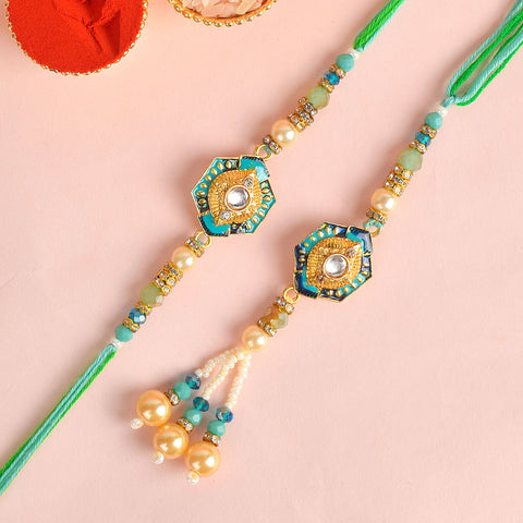 Unique Beaded Bhaiya Bhabhi Rakhi Set